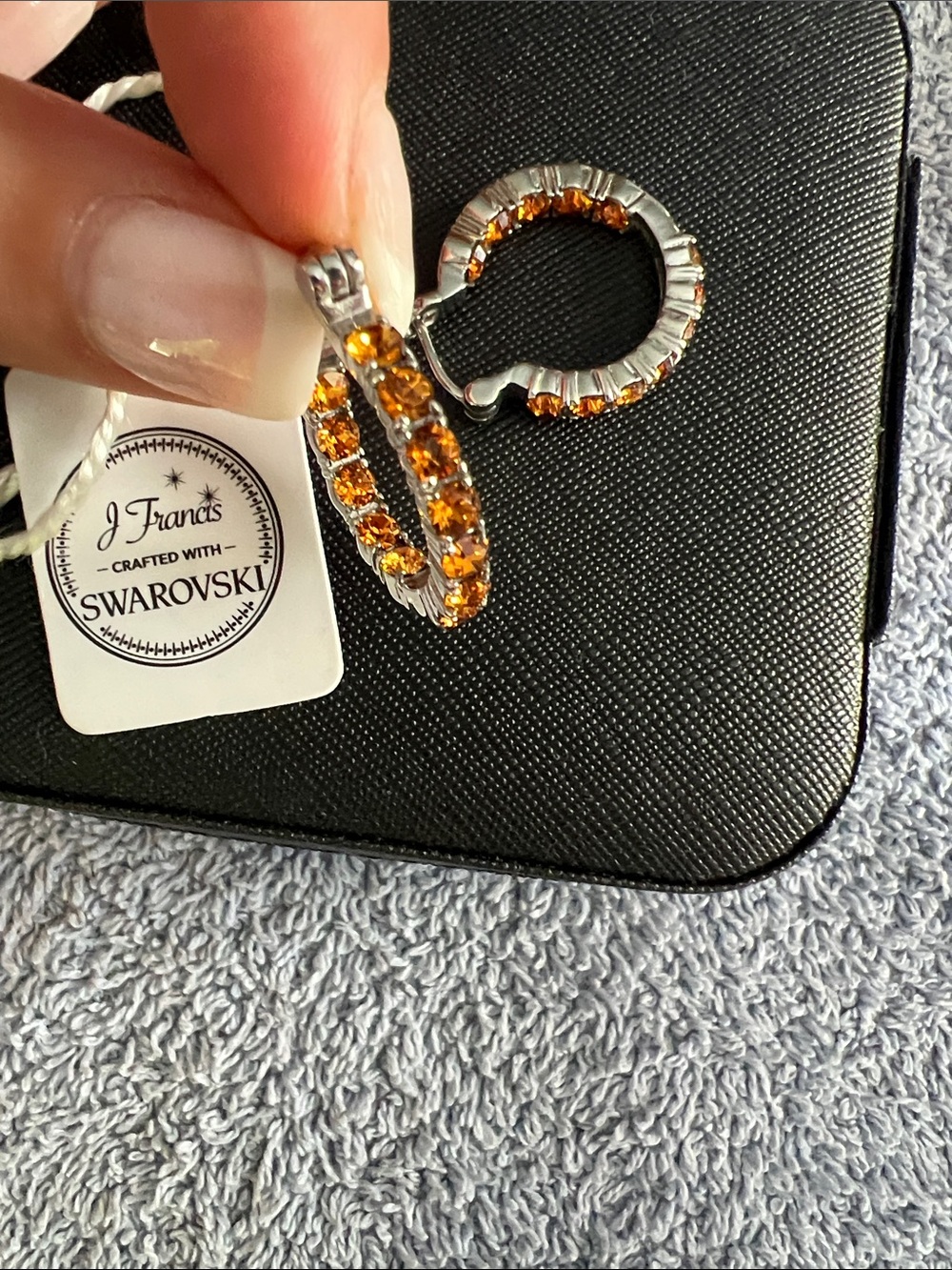 J Francis Crafted with Swarovski Amber Crystal Hoop Earrings - Picture 2 of 2